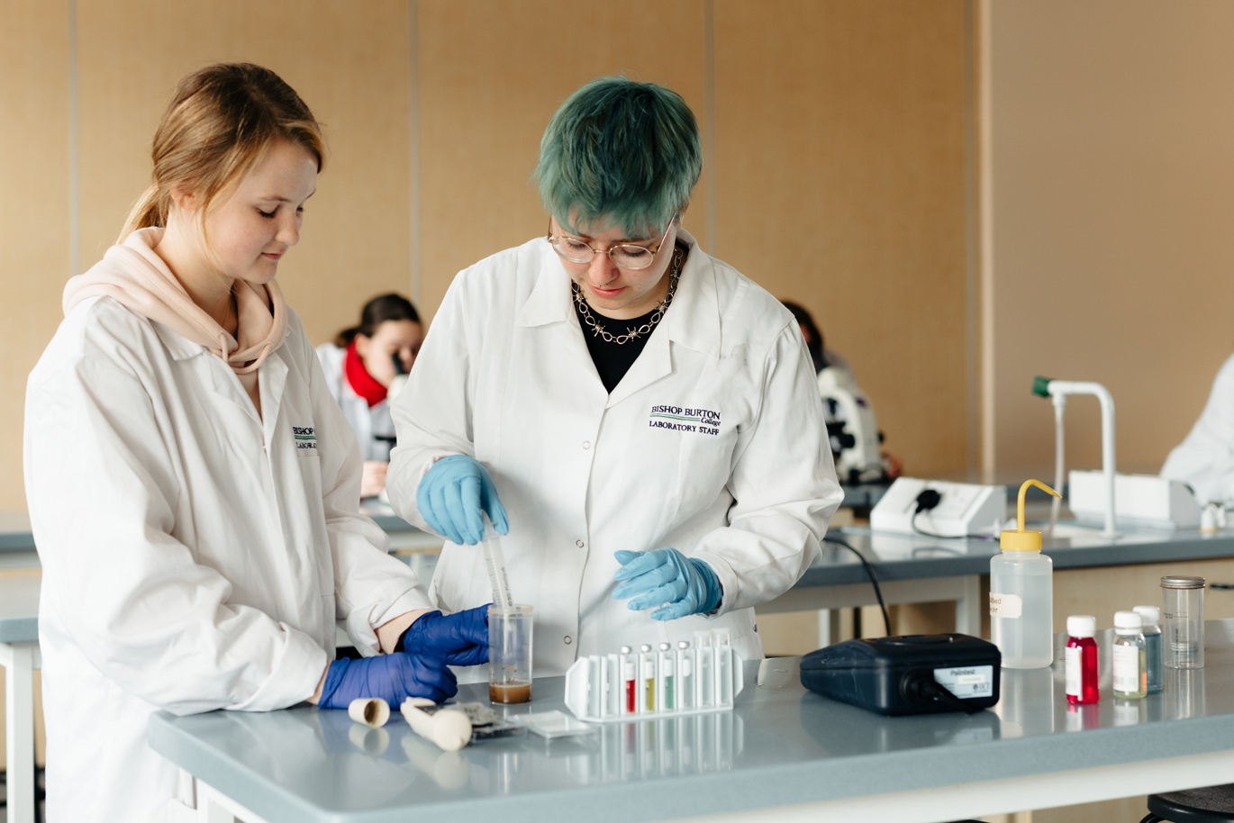 Animal Sci gallery Animal Sciences degree students learning to use soil testing kit