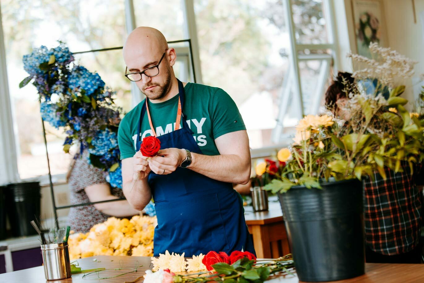 Floristry callout Floristry student pruning rose